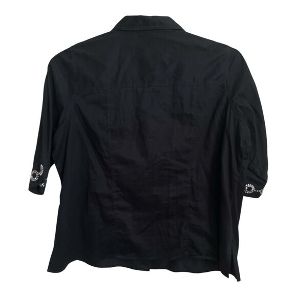Vintage Club Z Demin Blouse Women's Size 3X Shirt Black 3/4 Sleeve Metal Studs - Picture 3 of 5